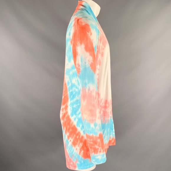 BAJA EAST Pink Blue Tie Dye Pima Cotton Open Front Cardigan - Picture 2 of 6